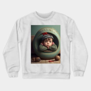 bored little boy sitting . Crewneck Sweatshirt